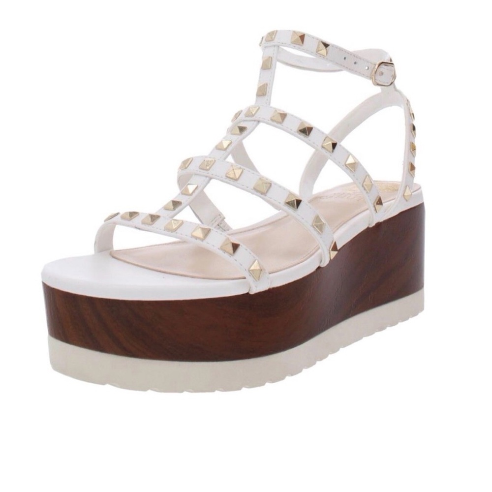 White and Gold Studded Shoes